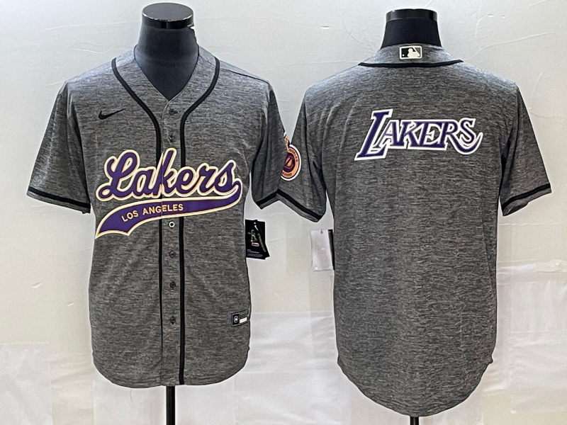 Nike 2023 Men Los Angeles Lakers blank Grey NBA Jersey 2024112003